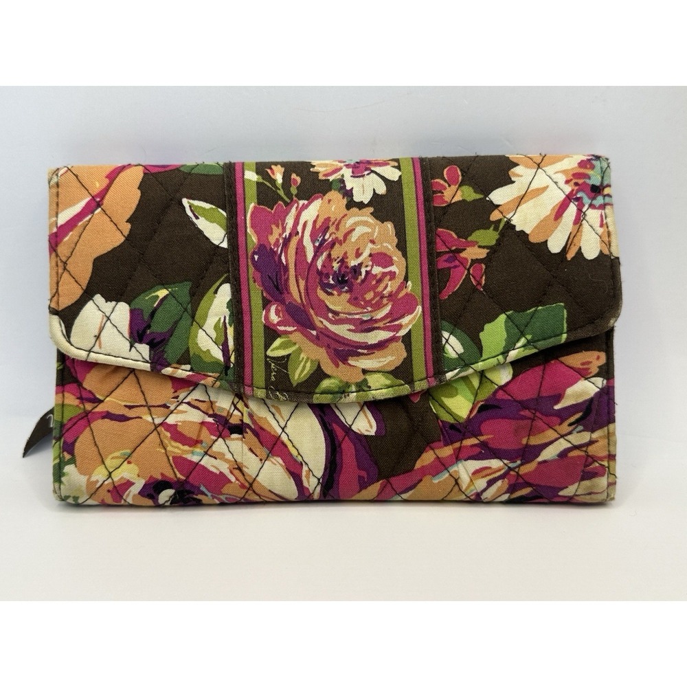VERA BRADLEY Folds & Snap Closure English‎ Rose  PINK & BROWN Multicolor